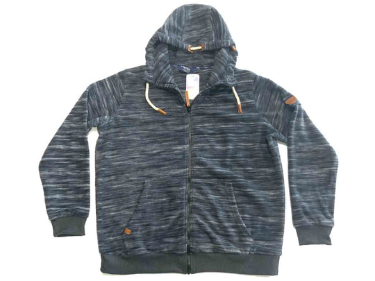 Brigg fleecejacke herren mit Kapuze und Reißverschluss in dunkelblauer melierter Optik