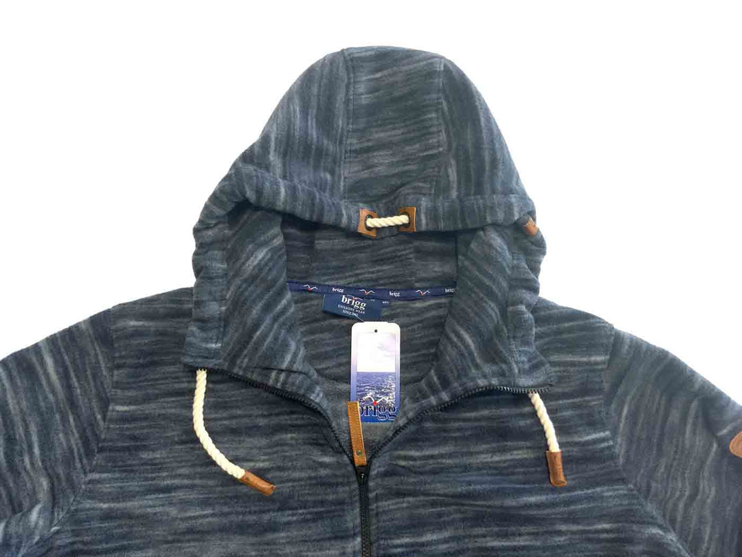 Brigg fleecejacke herren mit Kapuze und Reißverschluss in dunklem Melange-Design