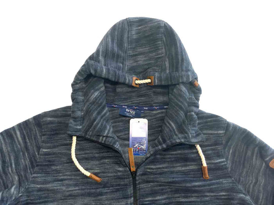 Brigg fleecejacke herren mit Kapuze und Reißverschluss in dunklem Melange-Design