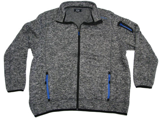 Brigg graue fleecejacke herren mit durchgehendem Reißverschluss und blauen Akzenten an Taschen