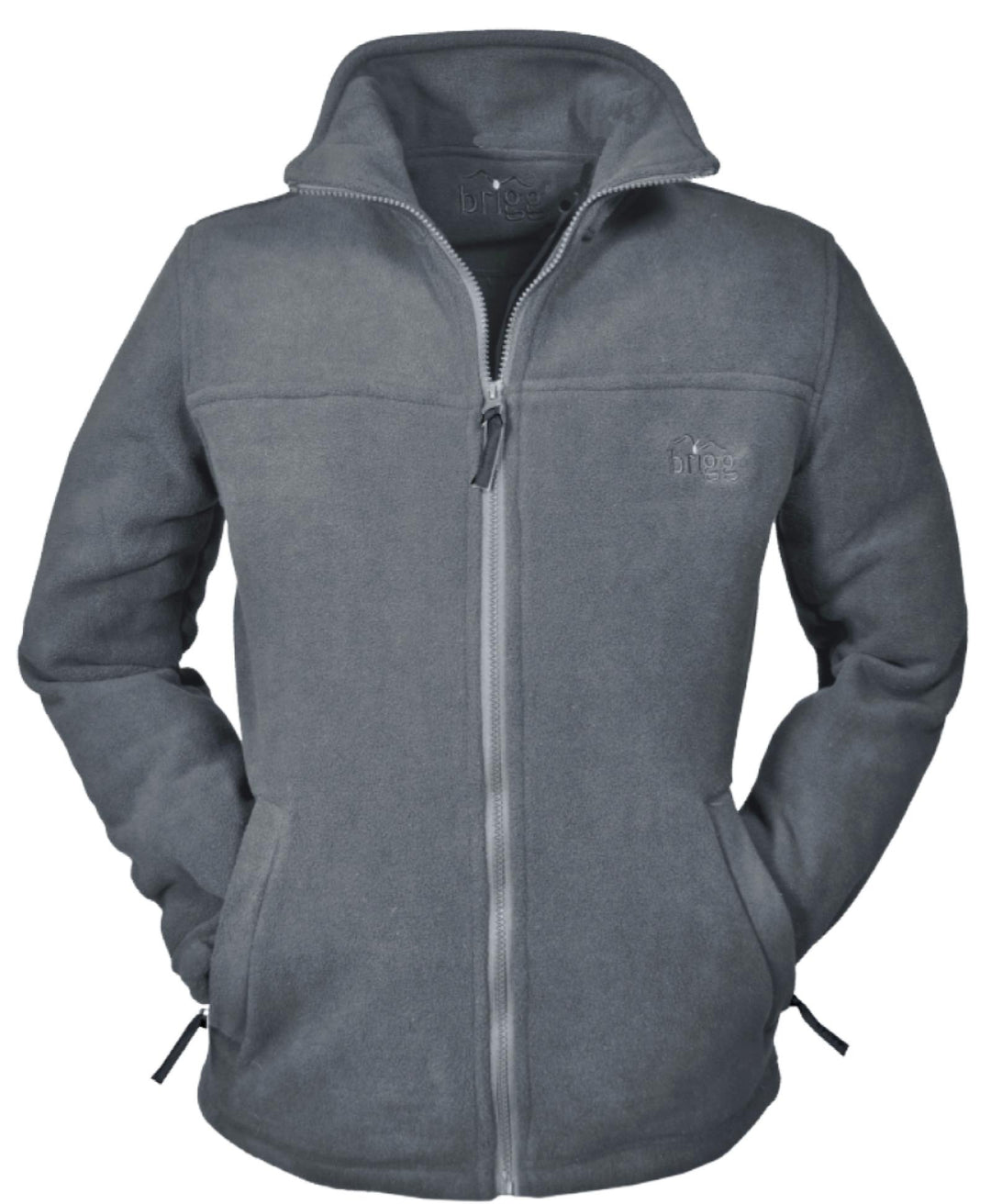 Brigg graue fleecejacke herren mit durchgehendem Reißverschluss und zwei Taschen