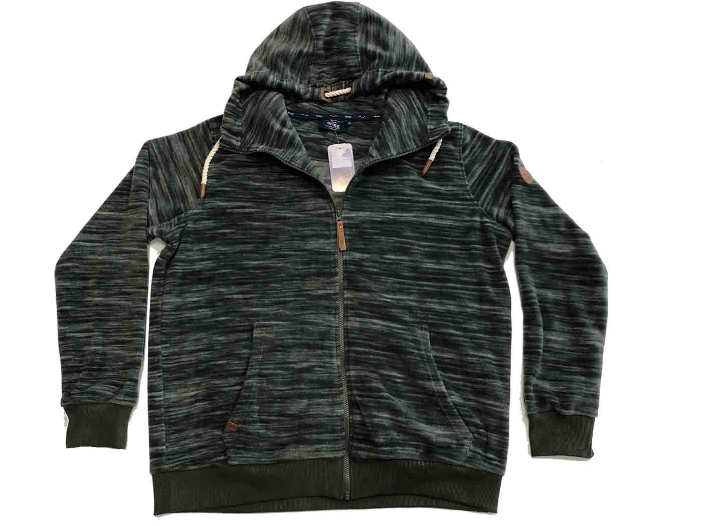 Brigg fleecejacke herren mit Kapuze Reißverschluss und seitlichen Taschen in dunklem Melange-Design