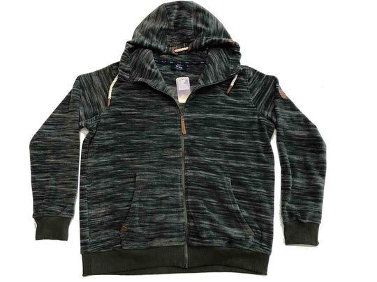 Brigg fleecejacke herren mit Kapuze Reißverschluss und seitlichen Taschen in dunklem Melange-Design