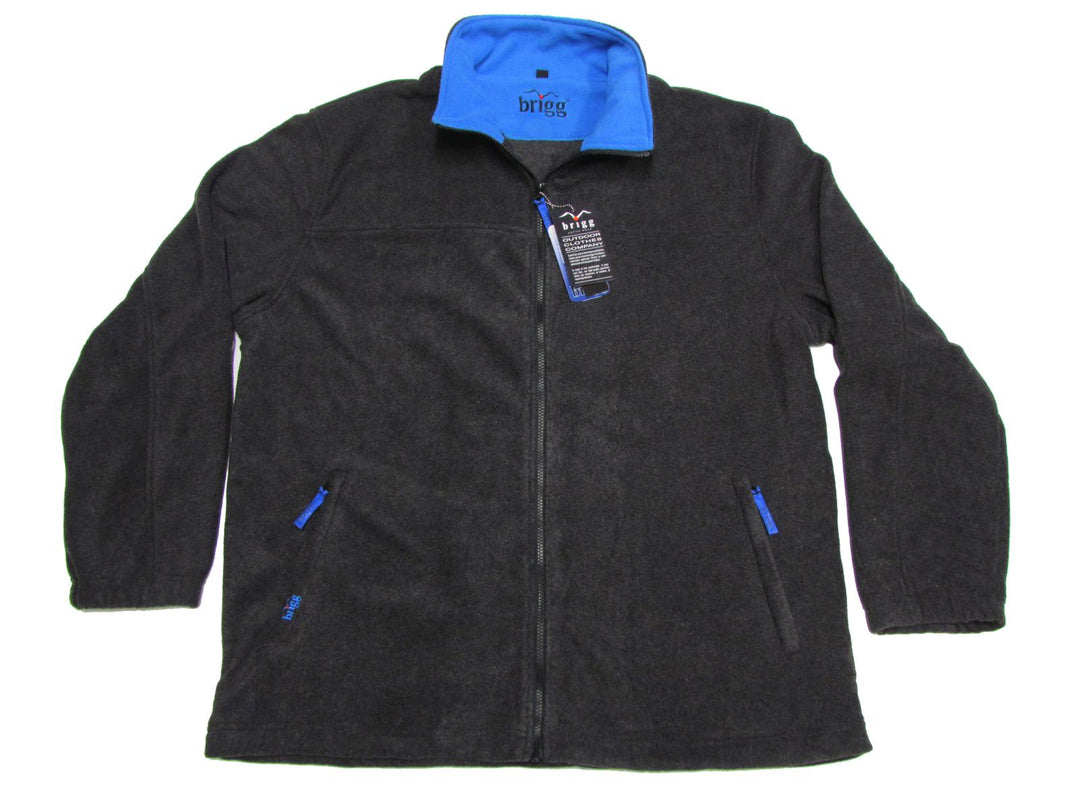 Brigg fleecejacke herren in dunkelgrau mit blauem Kragen und Reißverschlussjacke für kaltes Wetter