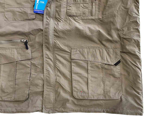 Beige Brigg Funktionsweste Herren mit mehreren Taschen und Reißverschlussdetails