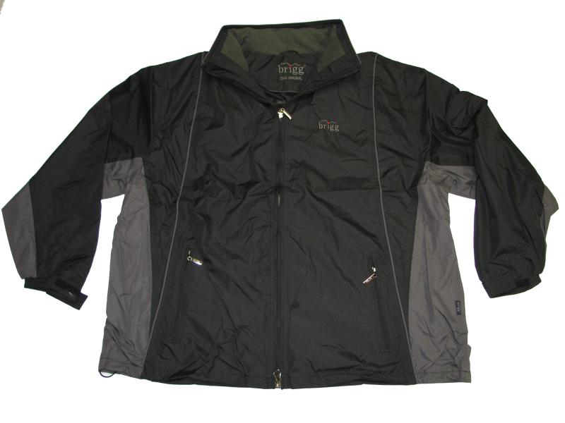 Brigg Herren Regenjacke in Schwarz und Grau mit Reißverschluss und zwei Taschen