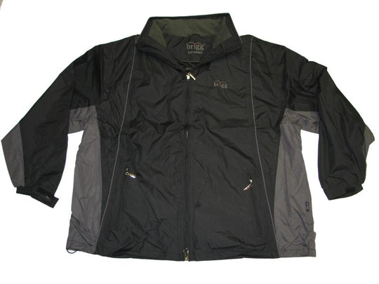 Brigg Herren Regenjacke in Schwarz und Grau mit Reißverschluss und zwei Taschen