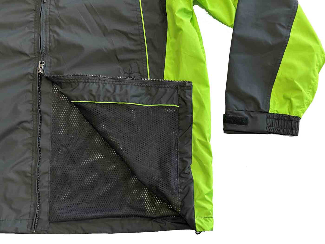 Brigg Herren Regenjacke in Schwarz und Grün mit Netzfutter und Reißverschluss vorne