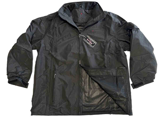 Brigg Herren Regenjacke in Schwarz mit Reißverschluss und wasserabweisendem Material