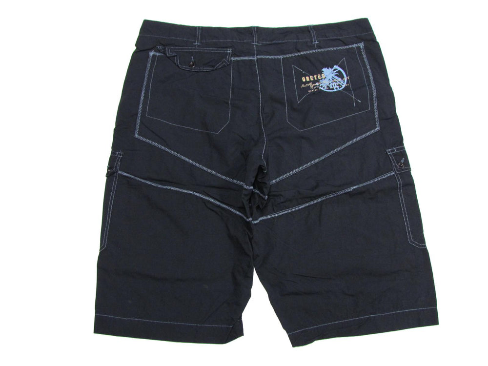 Schwarze Cargo Capri-Hose Herren Übergröße von Allsize mit Taschen und Kontrastnähten