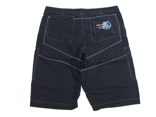 Schwarze Cargo Capri-Hose Herren Übergröße von Allsize mit Taschen und Kontrastnähten