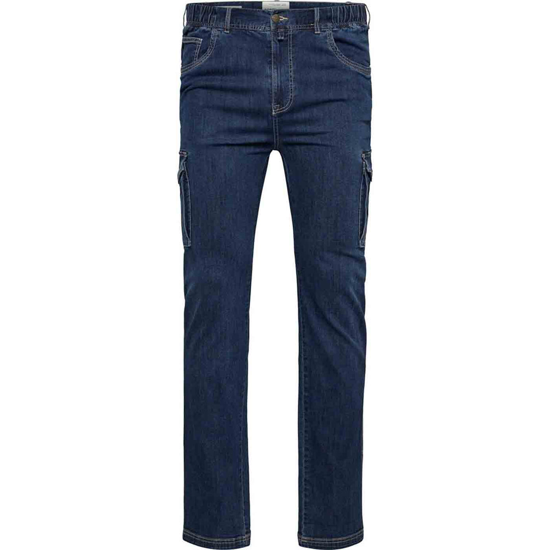 Allsize Cargo-Jeanshose Herren Übergröße in dunkelblau mit Seitentaschen und geradem Schnitt