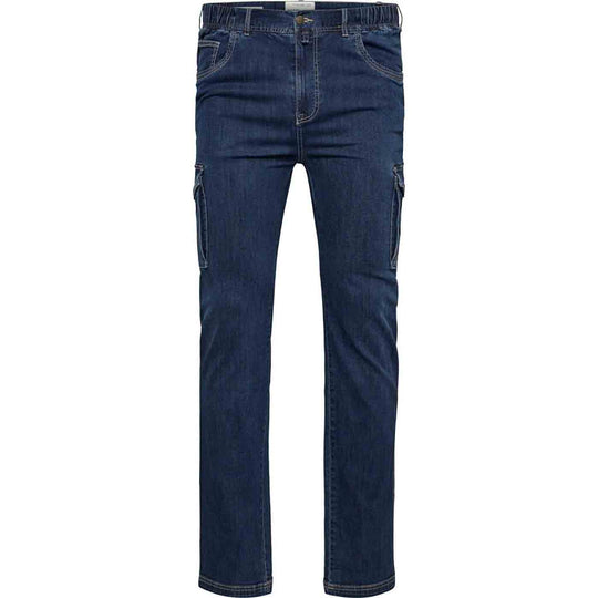 Allsize Cargo-Jeanshose Herren Übergröße in dunkelblau mit Seitentaschen und geradem Schnitt