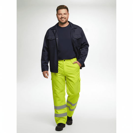 BigTiger Warnschutzhose in neongelb mit reflektierenden Streifen als carhartt arbeitsbekleidung