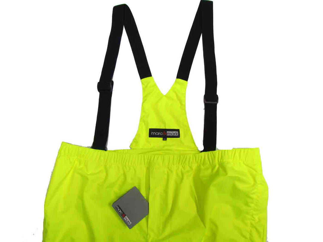 Gelbe Warnschutzhose mit schwarzen Hosenträgern von BigTiger als carhartt arbeitsbekleidung