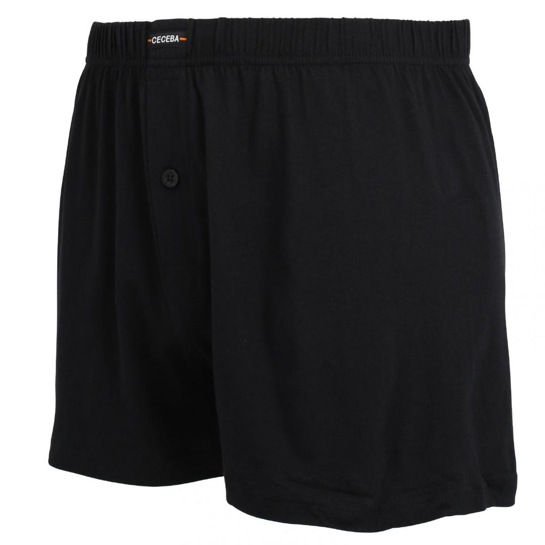 Schwarze Ceceba Boxershorts aus weichem Stoff mit Knopfverschluss und elastischem Bund