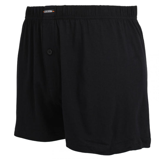 Schwarze Ceceba Boxershorts aus weichem Stoff mit Knopfverschluss und elastischem Bund