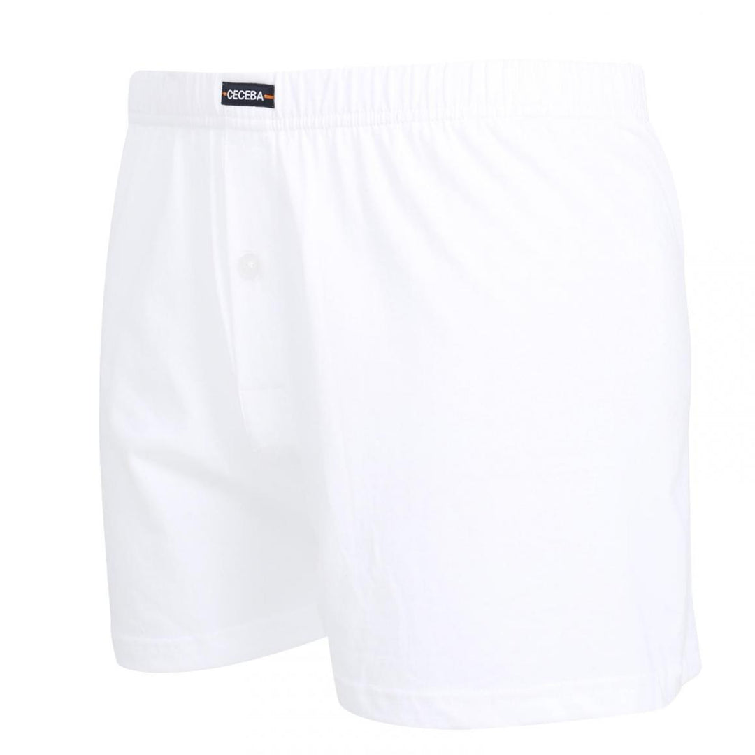 Weiße Ceceba Boxershorts aus Baumwolle mit elastischem Bund und Knopfverschluss