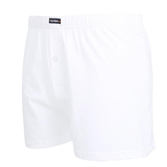 Weiße Ceceba Boxershorts aus Baumwolle mit elastischem Bund und Knopfverschluss