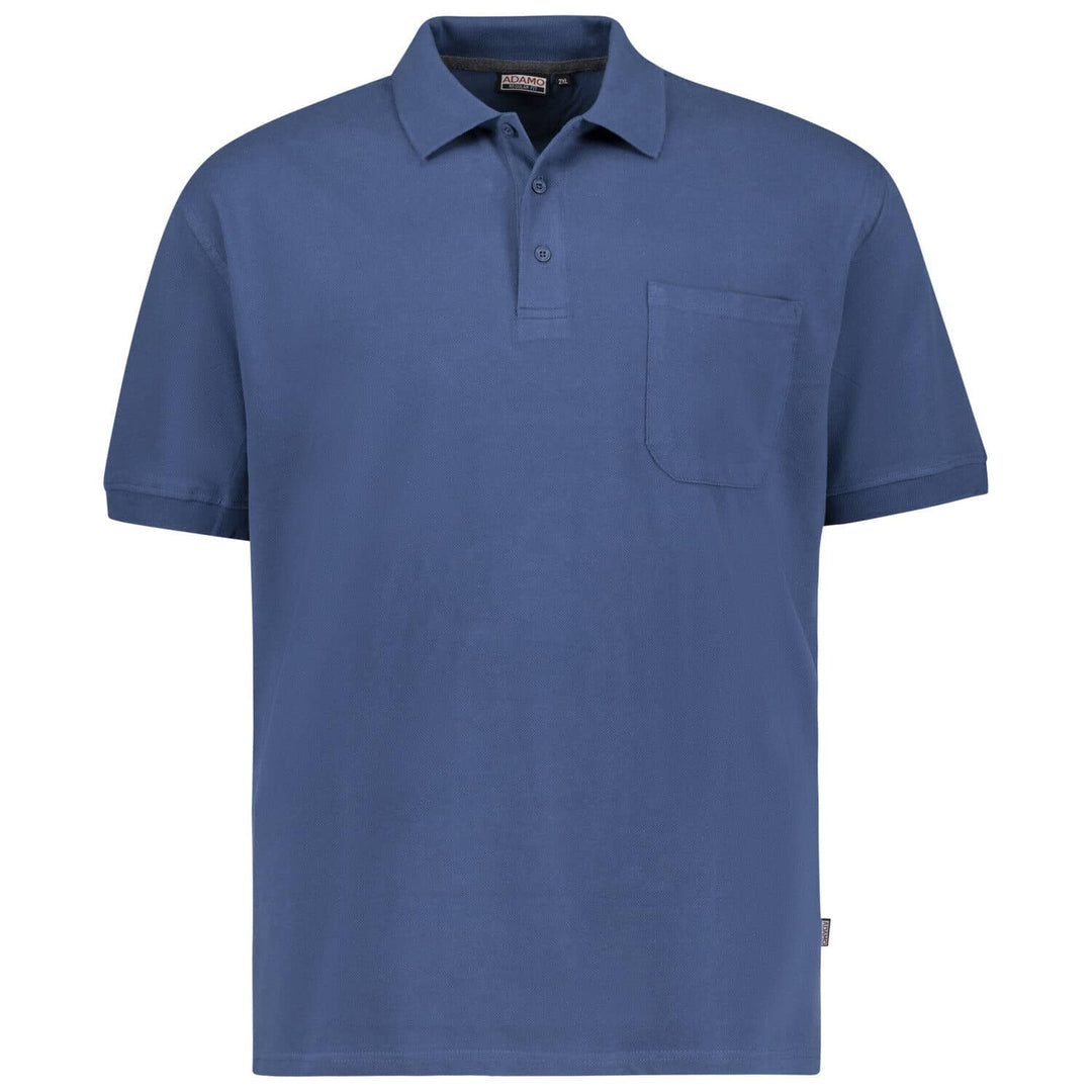 Adamo herren polo shirt in blau mit kurzen Ärmeln und Brusttasche aus Baumwolle