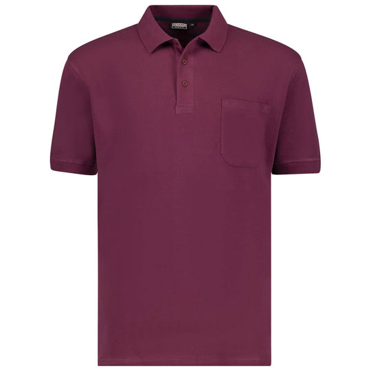 Adamo Herren Polo Shirt in dunklem Bordeauxrot mit Brusttasche und klassischem Kragen