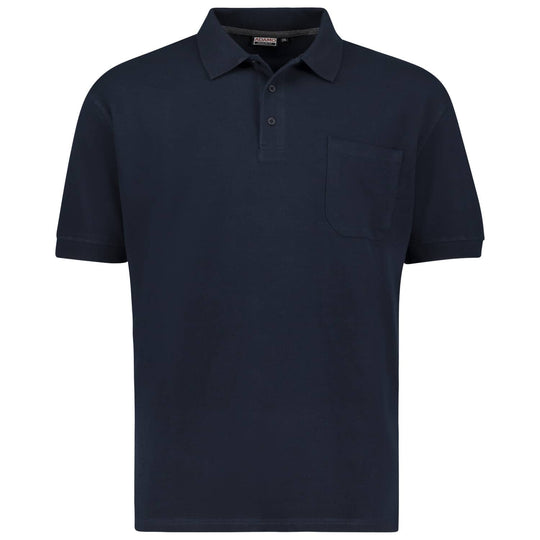 Adamo herren polo shirt in dunkelblau mit kurzem Arm und Brusttasche