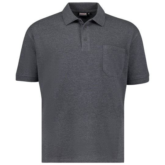 Adamo graues herren polo shirt mit kurzer Knopfleiste und Brusttasche aus weichem Material