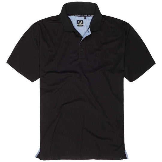 Adamo schwarzes herren polo shirt aus Baumwolle mit klassischem Kragen und kurzen Ärmeln