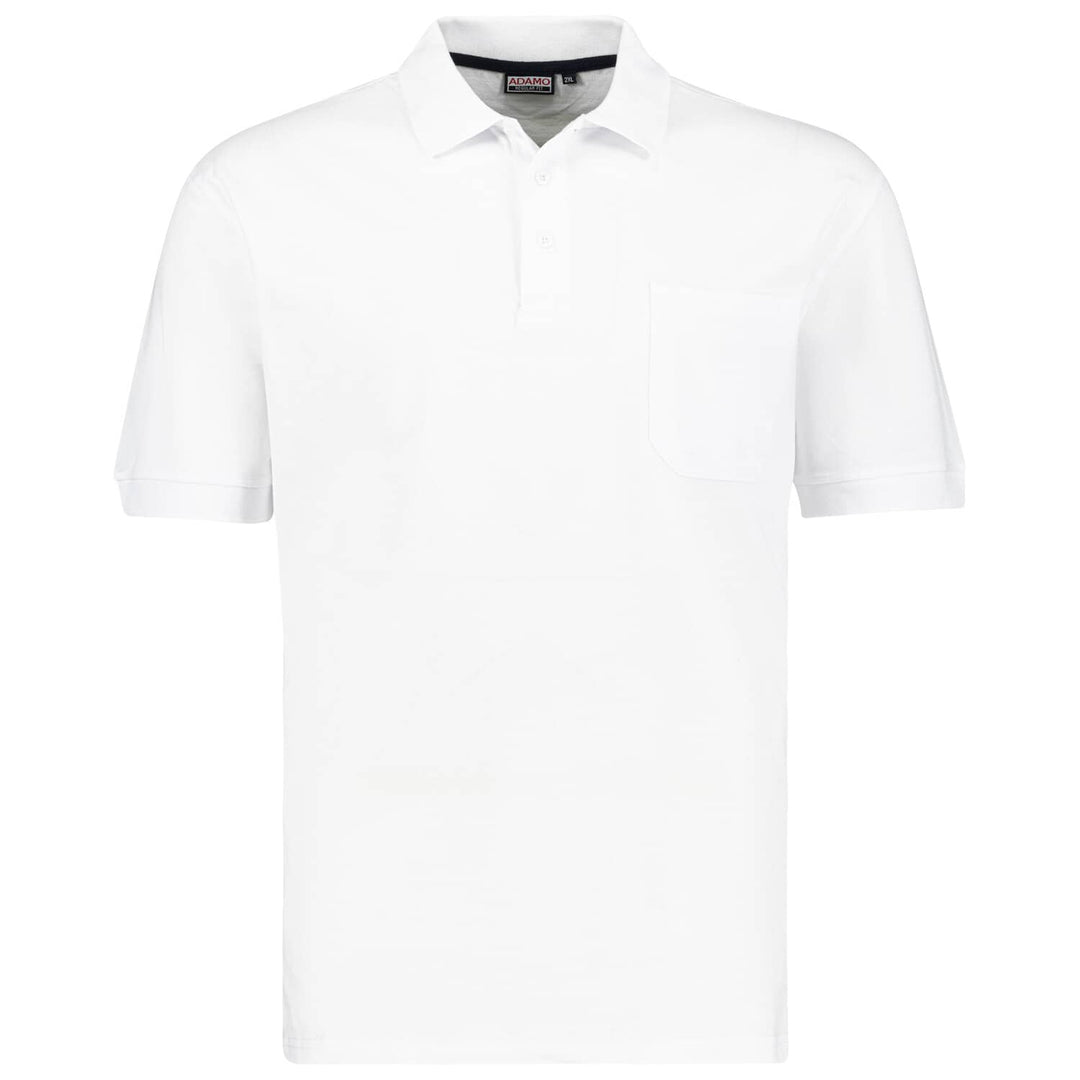 Weißes Adamo herren polo shirt mit Brusttasche und klassischem Kragen aus Baumwolle