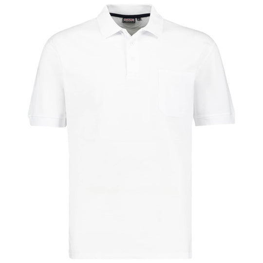 Weißes Adamo herren polo shirt mit Brusttasche und klassischem Kragen aus Baumwolle