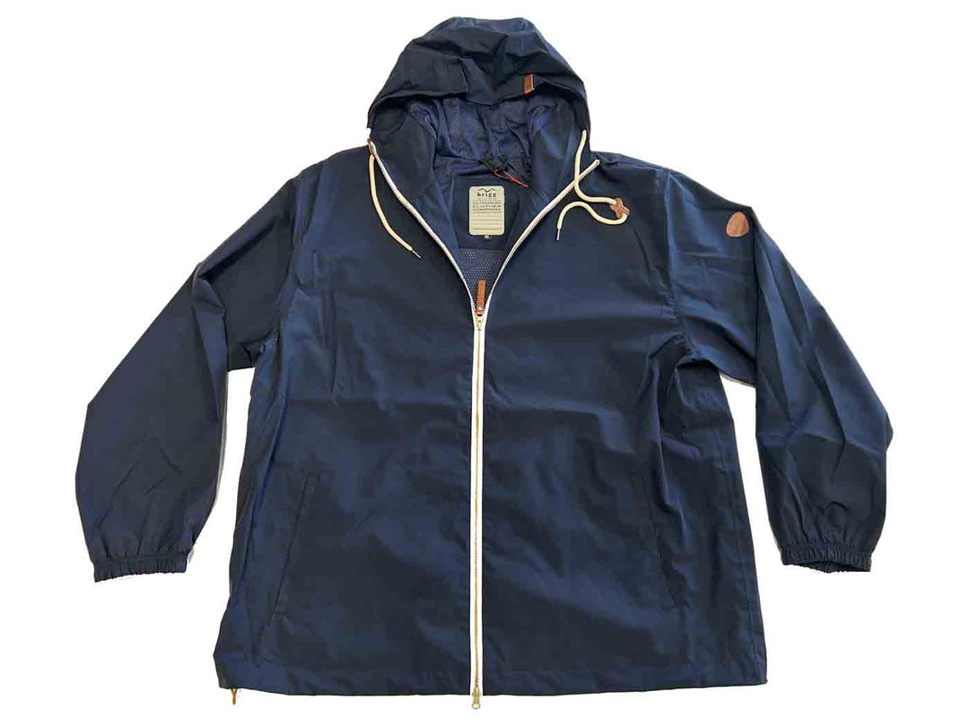 Blaue Brigg damen regenjacke mit Kapuze und Reißverschluss für optimalen Wetterschutz