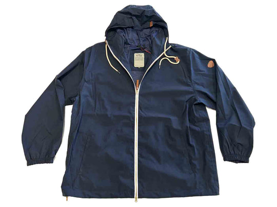 Blaue Brigg damen regenjacke mit Kapuze und Reißverschluss für optimalen Wetterschutz