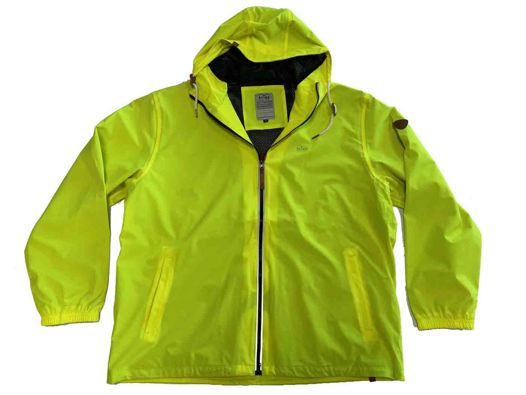 Brigg damen regenjacke in leuchtendem Gelb mit Kapuze und Reißverschluss für Regenwetter
