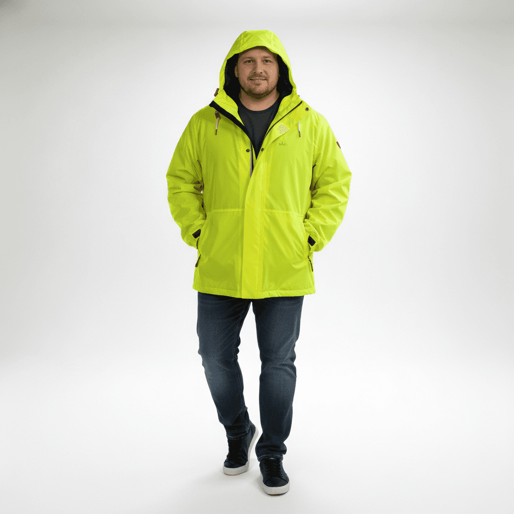 Leuchtend gelbe Brigg Damen Regenjacke mit Kapuze und praktische Taschen