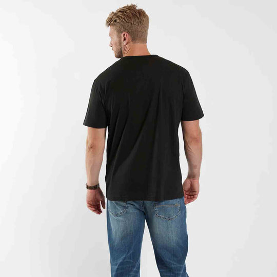 Allsize schwarzes Def Leppard T-Shirt Übergröße mit Rundhalsausschnitt, Rückansicht am Modell