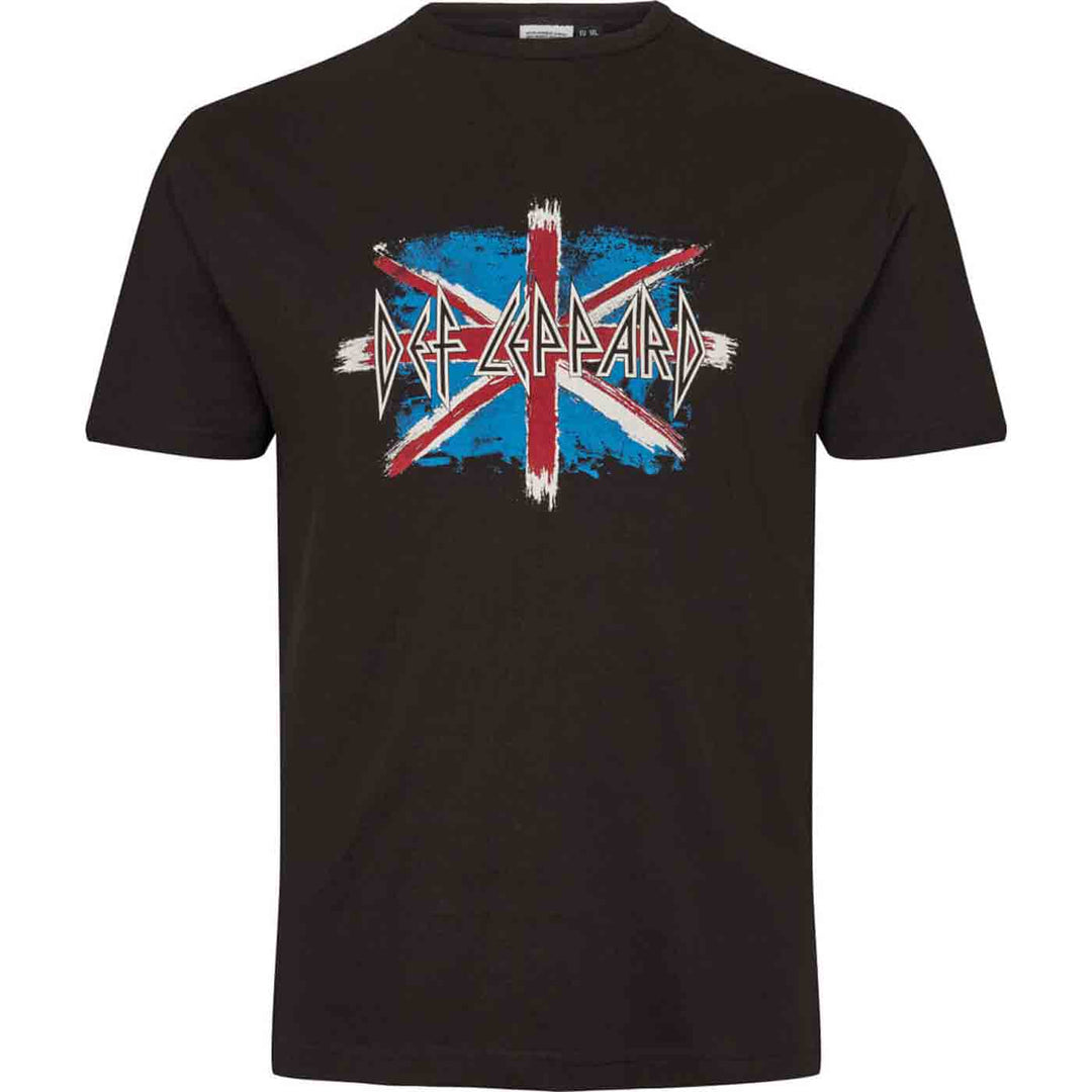 Def Leppard T-Shirt Übergröße von Allsize mit Vintage Union Jack Druck in Schwarz