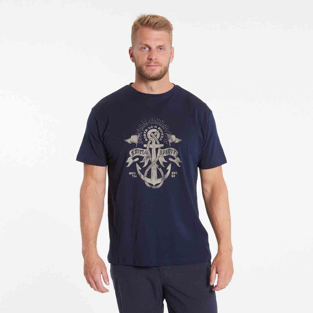 Allsize Herren druck t shirt mit nautischem Anker Motiv in Dunkelblau für casual Look