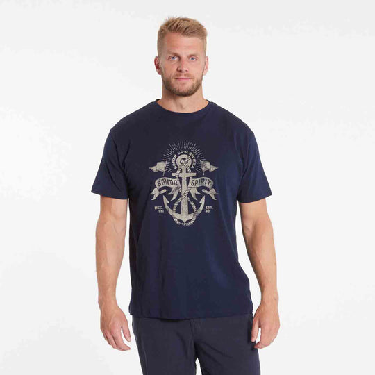 Allsize Herren druck t shirt mit nautischem Anker Motiv in Dunkelblau für casual Look