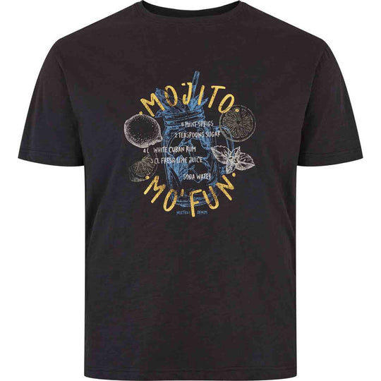 Allsize schwarzes druck t shirt mit Mojito Cocktail Design und Zitronenmotiven