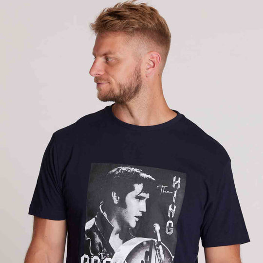 Allsize Elvis T-Shirt Übergröße mit schwarzem Druck und klassischem Elvis Presley Motiv
