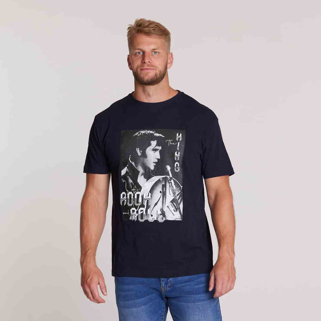 Elvis T-Shirt Übergröße von Allsize mit schwarzem Druck und Elvis Presley Motiv vorne