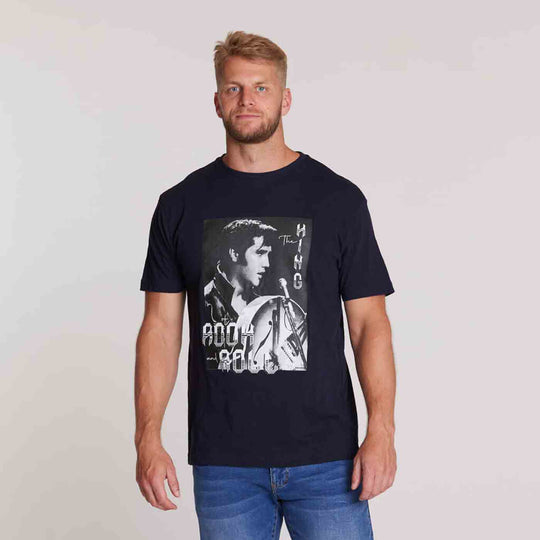 Elvis T-Shirt Übergröße von Allsize mit schwarzem Druck und Elvis Presley Motiv vorne