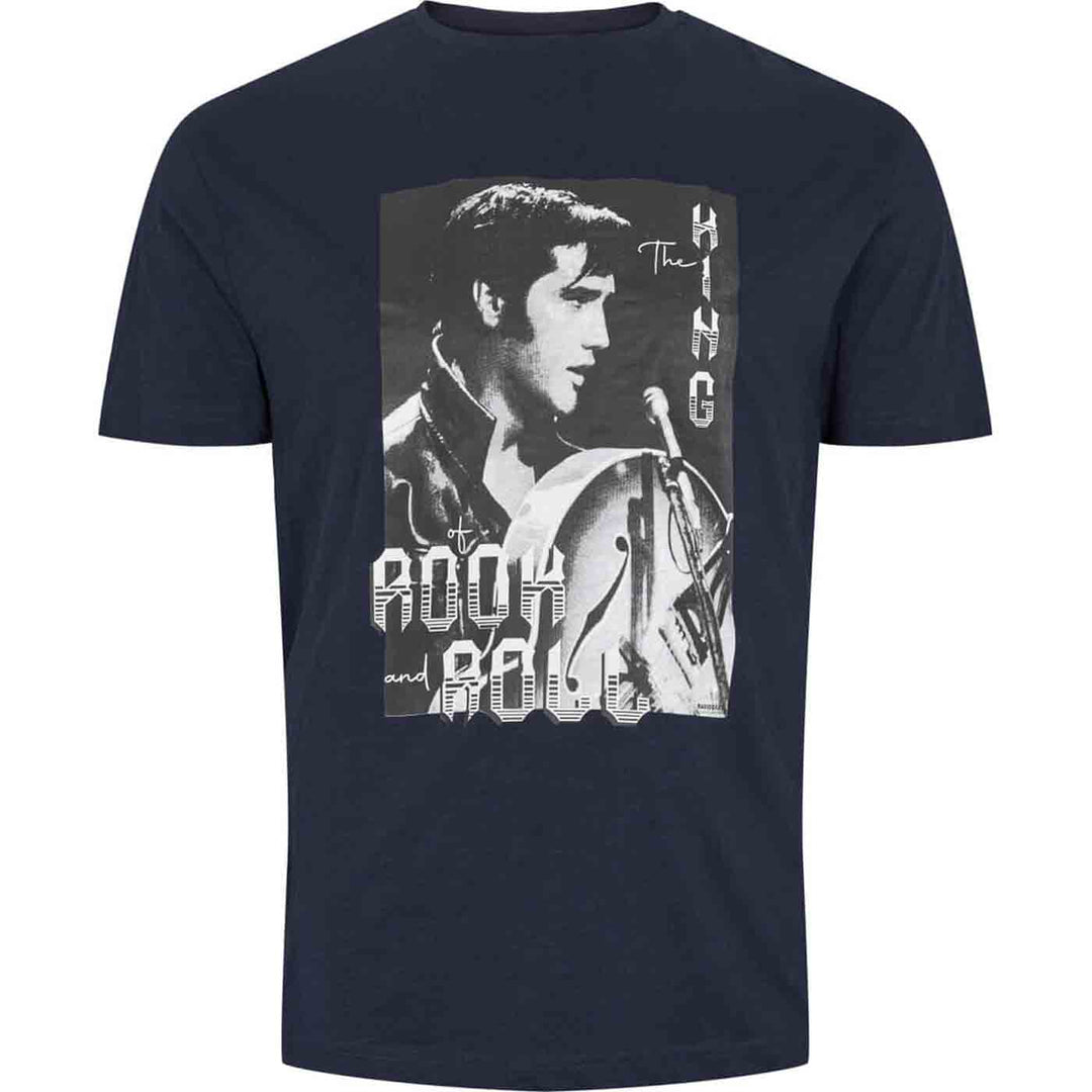 Elvis T-Shirt Übergröße von Allsize mit schwarzem Rock and Roll Druck für Fans