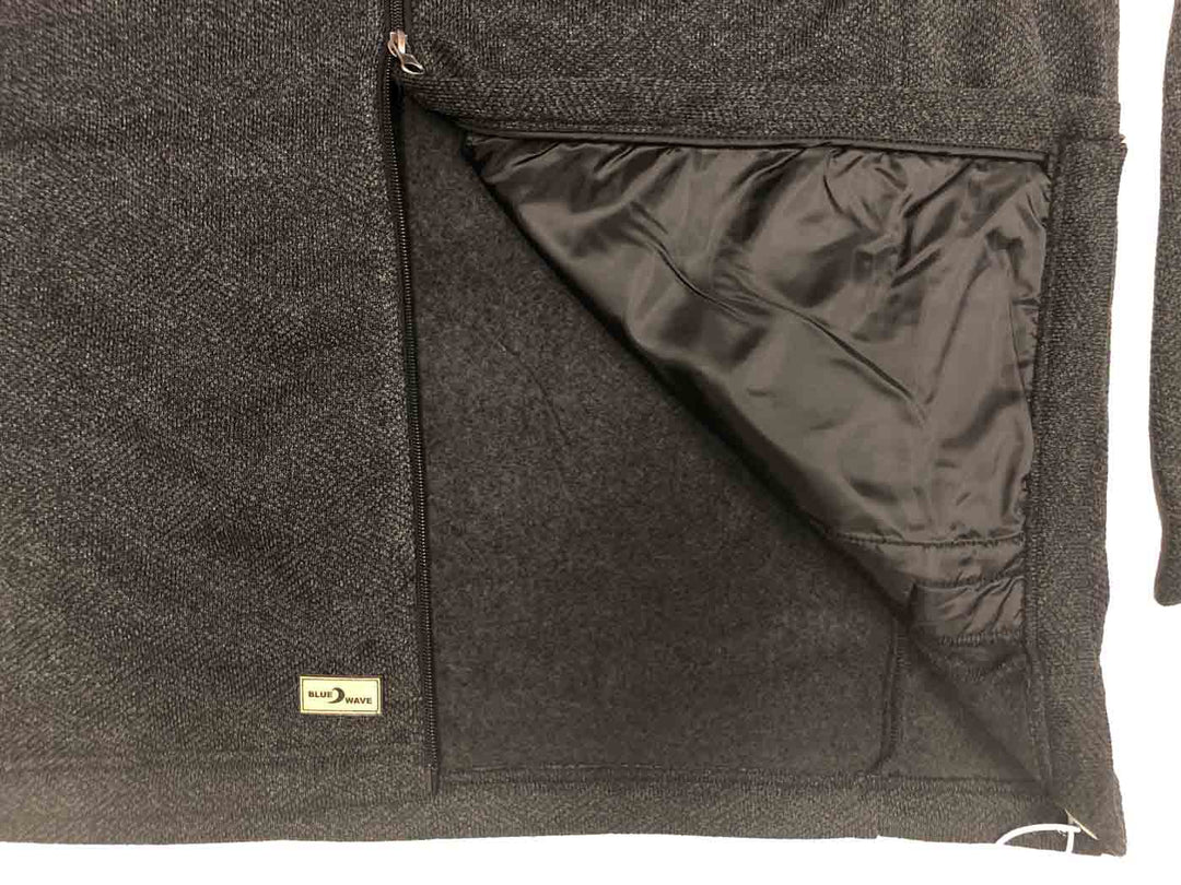 BlueWave Strick Fleecejacke Damen in dunkelgrau mit weichem Innenfutter und Reißverschluss