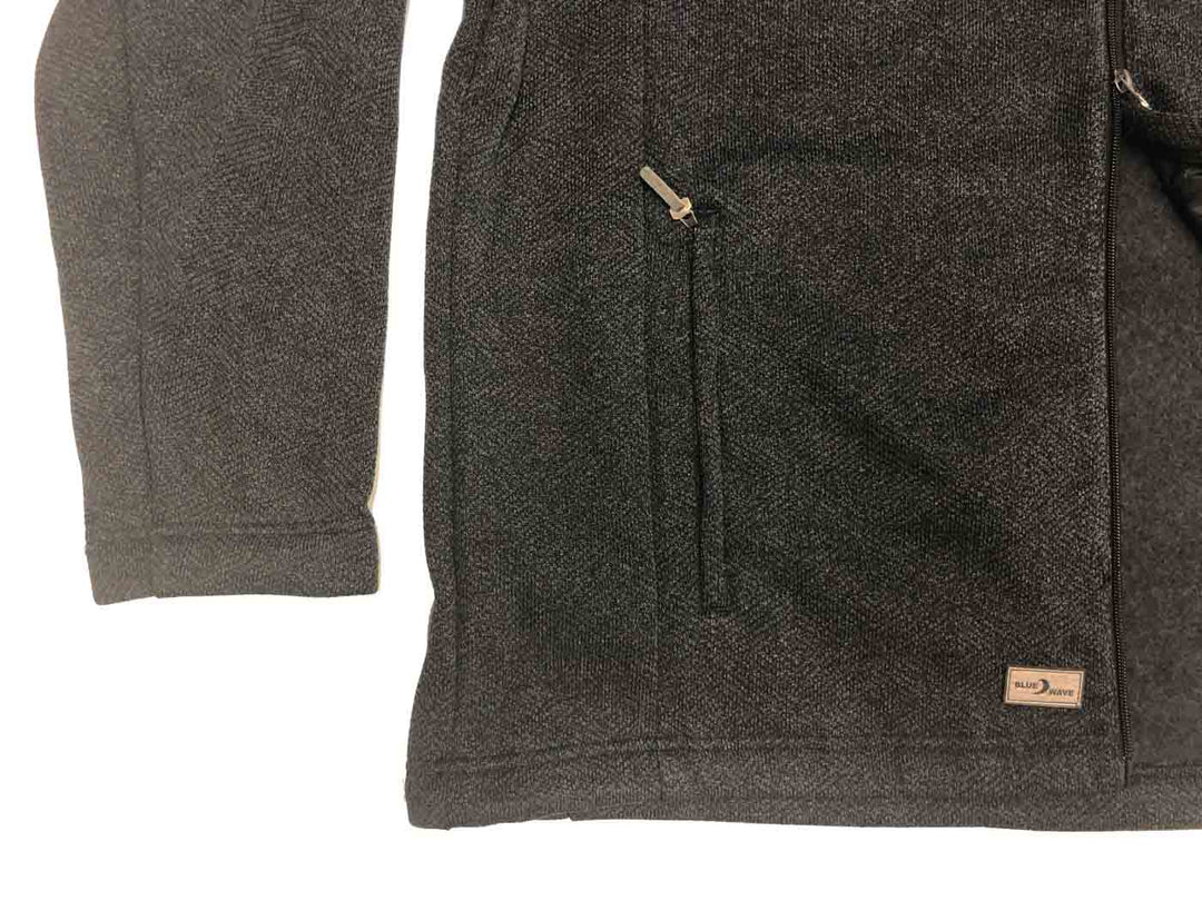 BlueWave Strick Fleecejacke Damen in dunkelgrau mit Reißverschlusstasche und weichem Komfort