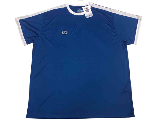 Adamo blaues Funktionsshirt Herren mit weißen Streifen an den Ärmeln und rundem Halsausschnitt