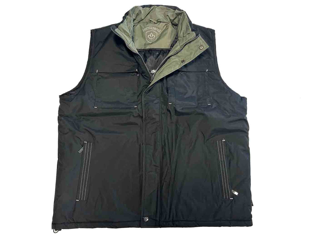 Terrax Winter-Weste in Schwarz für übergröße herren mit Reißverschlusstaschen und warmem Innenfutter
