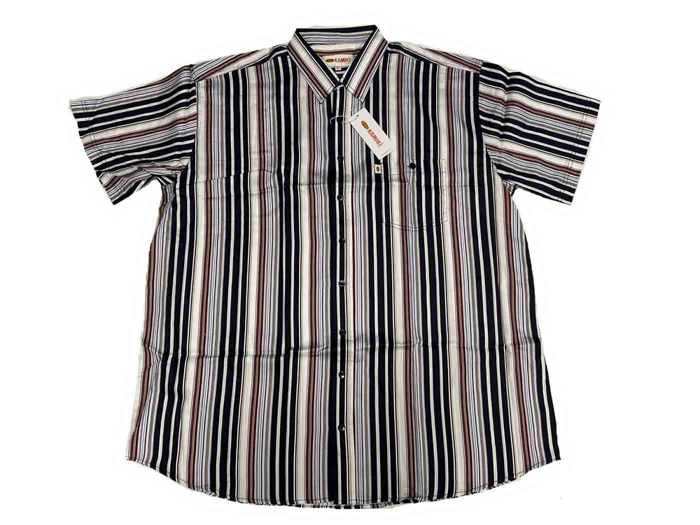 Kamro Karo Hemd kurzarm mit gestreiftes hemd Design in Schwarz Weiß und Rot