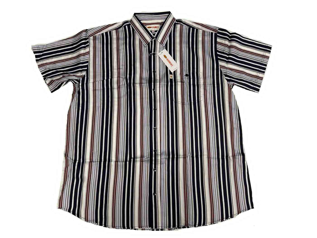 Kamro Karo Hemd kurzarm mit gestreiftes hemd Design in Schwarz Weiß und Rot