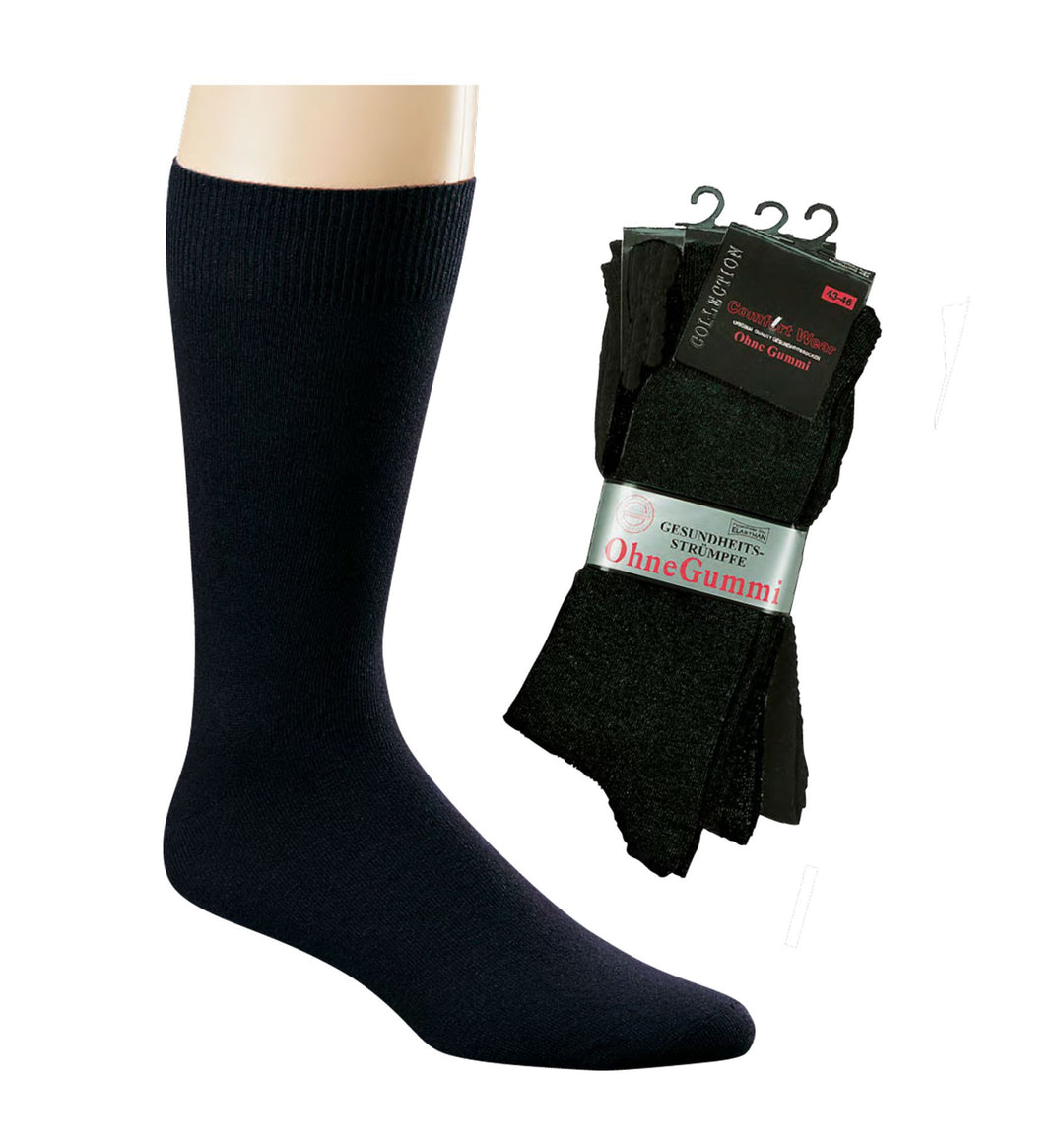 Wowerath schwarze Gesundheitssocken ohne Gummi für bequemen Tragekomfort